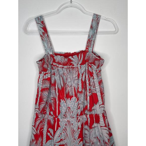 Talbots 2000s Red Cotton Sleeveless Palm Tree Print Sundress – Size 14 - Picture 2 of 9